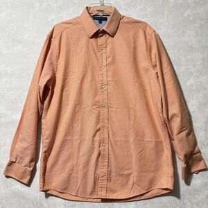 Tommy Hilfiger Shirt Mens 16 34-35 Orange Regent Fit Button Down Dress Business
